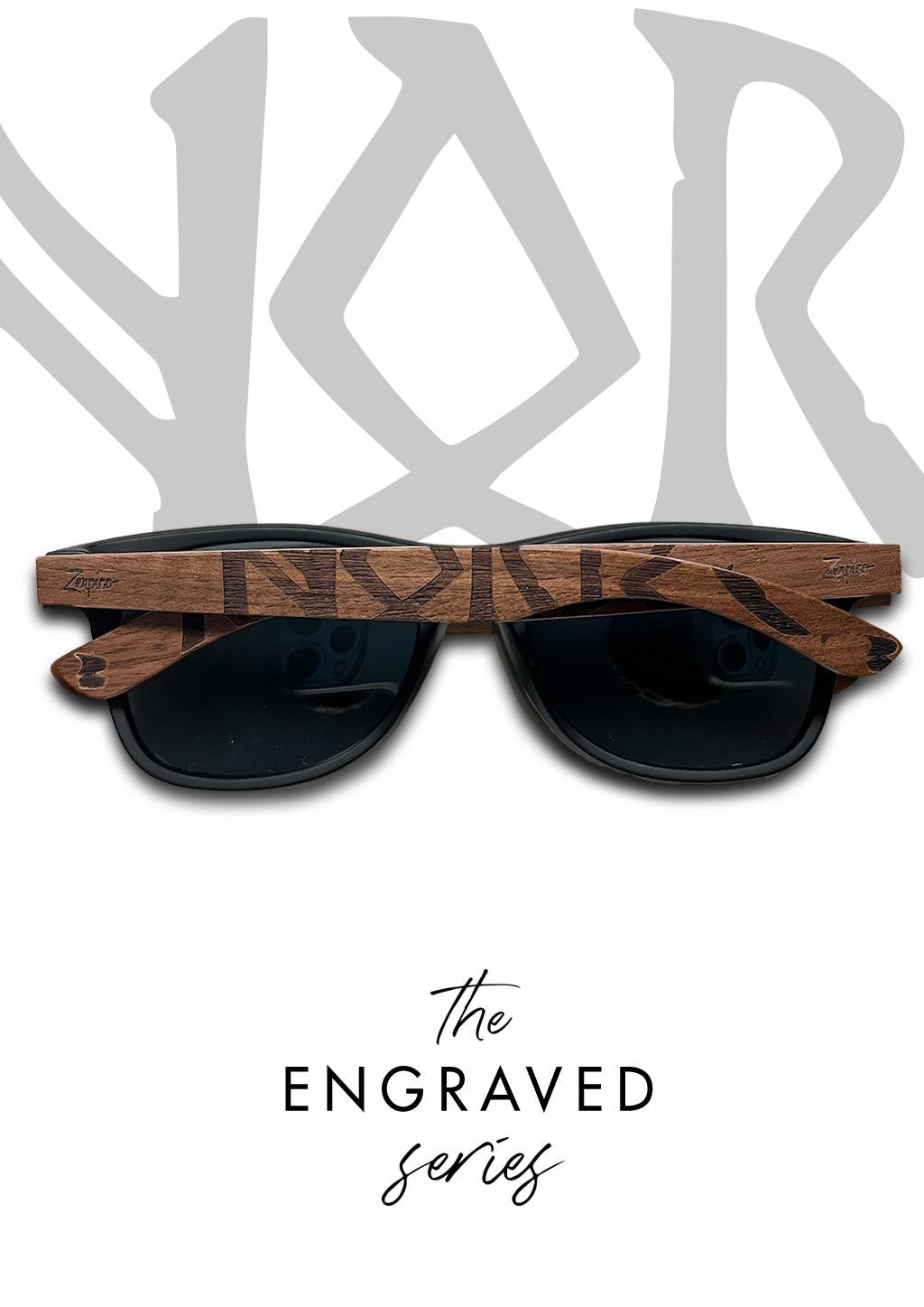 Lunettes Bois Gravé Eyewood Runes Vikings Norvège - Artisanales